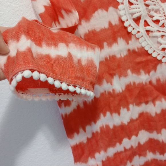 Jones New York Sport Petite 100% linen Tie Dye Boho Blouse size M - Picture 4 of 10